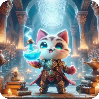 🧘‍♂️ cfd1ea60 кот, волшебник, зелье, магия, библиотека, фэнтези, милый, мультфильм telegram sticker