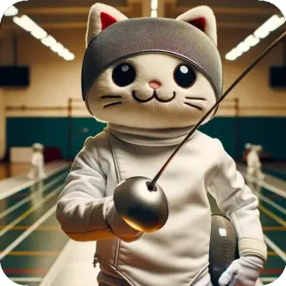 🙍‍♀️ d0b8b196 кот, фехтование, спорт, милый, животное, мультфильм telegram sticker