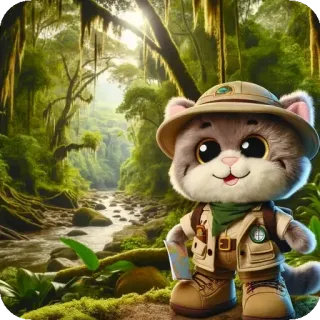 💟 e0fea33f кот, джунгли, животное, мультфильм, исследователь, приключение, природа telegram sticker