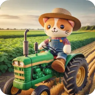 🥰 f0cccf82 кот, трактор, фермер, сельское хозяйство, деревня, каваи, поле telegram sticker