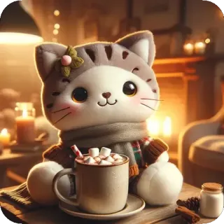 🍎 fbd32d15 кот, каваий, плюшевый, зефир, горячий шоколад, уютный, милый, зима telegram sticker