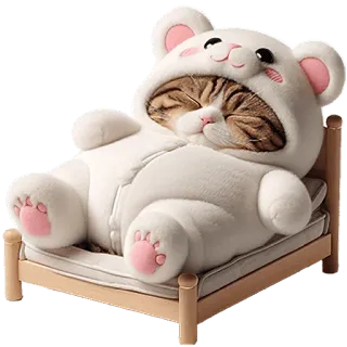 😴 3daae6ce gatto, animale, carino, orso, dormire, letto, kawaii, animale domestico telegram sticker