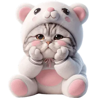 😕 454c3171 gatto, gattino, carino, animale, orso, costume, adorabile telegram sticker