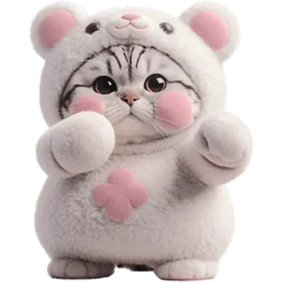 👊 51b9148e gatto, gattino, animale, carino, soffice, kawaii, costume da orso telegram sticker