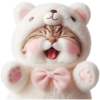🤗 b28a9b77 gatto, orso, carino, animale, animale domestico, kawaii, cartone animato telegram sticker