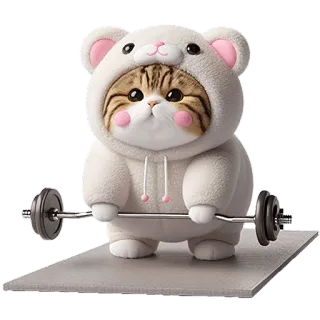 🏋‍♂ b78fcb78 gatto, gattino, sollevamento pesi, esercizio, carino, animale, bilanciere, fitness telegram sticker