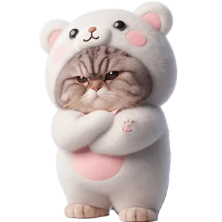 😏 d55894e1 gatto, orso, costume, carino, animale, animale domestico, felino telegram sticker