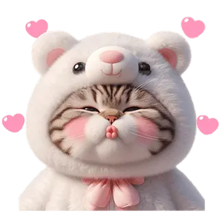 😘 f6e32f41 carino, gatto, adesivo, kawaii, animale, gattino, costume orso, cuore telegram sticker
