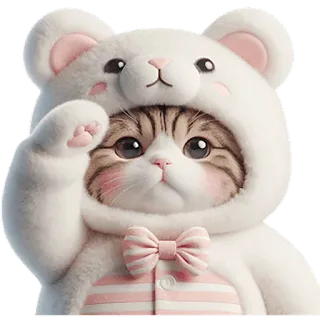 🫡 f856c51e gatto, carino, animale, gattino, animale domestico, costume da orso, cartone animato telegram sticker