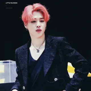📎 c8a5296f LITTLE BLOSSOM 人物, 男性, 粉色头发, 韩流, 时尚, 项链 telegram sticker