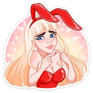 🥺 4de0b369 兔子, 女孩, 金发, 可爱, 红色, 卡通 telegram sticker