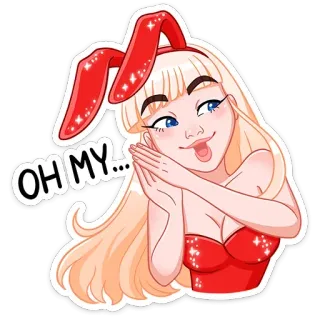 😯 5480e3d4 OH MY... 兔子, 女孩, 表情, 惊喜, 我的天 telegram sticker