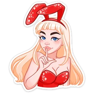 🤫 e8110556 兔子, 女孩, 金发, 女人, 可爱, 耳朵, 性感 telegram sticker