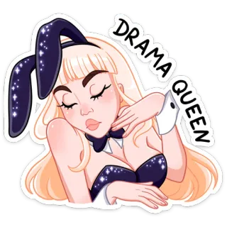 👸 2d1bf9f5 DRAMA QUEEN Kịch, Nữ hoàng, Thỏ, Cô gái, Tóc vàng, Lấp lánh telegram sticker