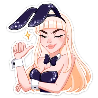 🤩 6c460623 thỏ, cô gái, phụ nữ, dễ thương, nhãn dán, tóc vàng, tai thỏ, quyến rũ telegram sticker