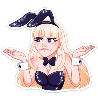 🤷‍♀ 742d2ec9 Bunny girl, Nhún vai, Bối rối, Tai thỏ, Tóc vàng, Minh họa, Hình dán telegram sticker