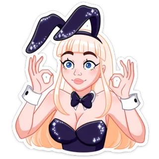 👌 7e6d2d95 bunny girl, dễ thương, gợi cảm, sticker, tóc vàng, dấu OK telegram sticker
