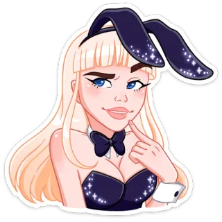 🤨 c2d1ba78 phụ nữ, thỏ, gái, playboy, dễ thương, tai, tóc vàng telegram sticker