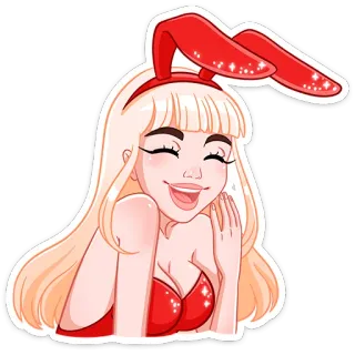 😊 7e4f988e うさぎ, 女の子, 女性, コスチューム, ブロンド, 耳, かわいい, プレイボーイ telegram sticker