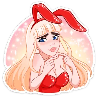 😅 91ae1106 うさぎ, 女の子, 赤, 耳, 金髪, 漫画, ブロンド telegram sticker