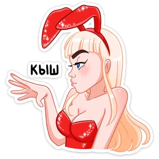👣 ad7fc7a6 КЫШ ウサギ, 女性, 女の子, 漫画, ロシア語, KYS, КШ telegram sticker