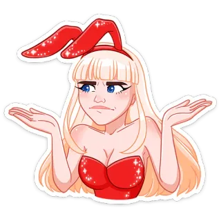 🤨 d15afaa6 うさぎ, 女性, 肩をすくめる, ブロンド, ステッカー, 漫画 telegram sticker
