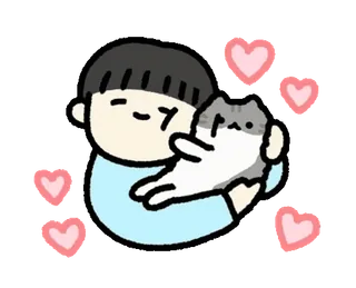 🥰 1f0503c4 boy, cat, hearts, love, cute, pet, hug telegram sticker