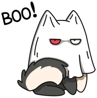 😡 62cb0da2 BOO! halloween, hantu, imut, seram, kucing, boo telegram sticker