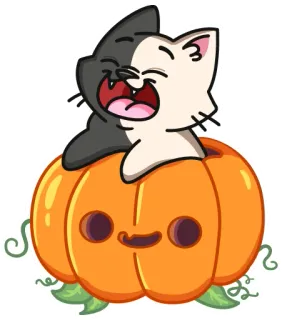 😁 dac8d3b2 Halloween, kucing, labu, lucu, musim gugur telegram sticker
