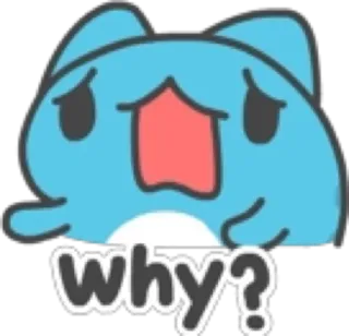 😟 2d7dcc56 why? 问题, 可爱, 卡通, 蓝色 whatsapp sticker