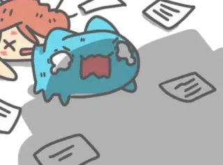 😖 34538f69 哭泣, 悲伤, 办公室, 卡通, 纸 whatsapp sticker