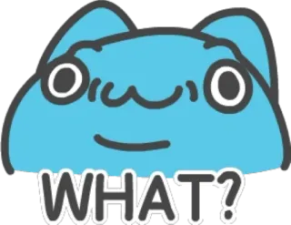 🤔 656e9505 WHAT? 猫, 问题, 困惑, 表情, 蓝色 whatsapp sticker