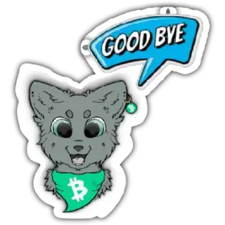 🐱 ef64d8ee GOOD BYE 狼, 再见, 狗, 动物, 比特币, 头巾, 告别 telegram sticker