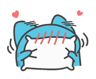 ☺️ a04b3c56 卡通, 可爱, 迷人, 动物, 鲨鱼, 卡哇伊, 枕头 whatsapp sticker