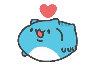 ❤️ c251b474 猫, 可爱, 蓝色, 爱心, 动物, 卡通 whatsapp sticker