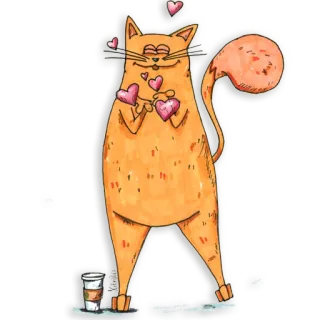😘 10881b10 gato, amor, corazones, lindo, animal, café, kawaii, adorable whatsapp sticker