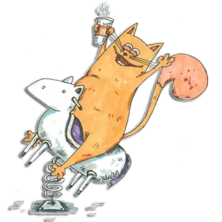 🦄 3f88a2c6 gato, ratón, máquina, café, dibujos animados, animales whatsapp sticker