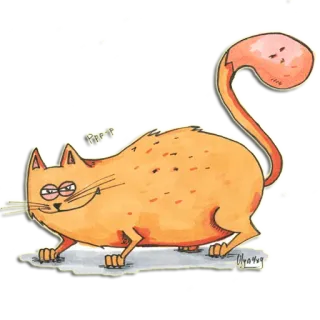 😼 5d2a93df Purr gato, animal, lindo, naranja, dibujos animados, mascota whatsapp sticker