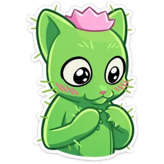 😊 56fb596b gatto, cactus, carino, kawaii, animale, adesivo, pianta, animale domestico telegram sticker