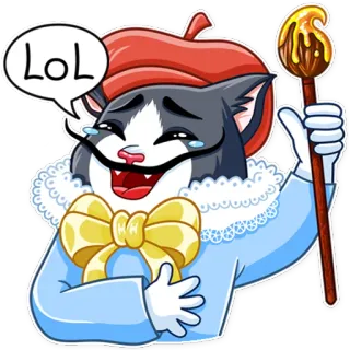 😂 1d404847 LOL mèo, mũ nồi, nghệ sĩ, lol, cười, hoạt hình, nơ bướm telegram sticker