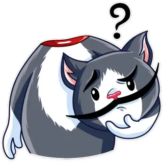 🤔 60908a7c mèo, nhãn dán, dấu chấm hỏi, bối rối, ria mép telegram sticker