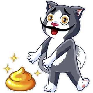 💩 765eedb9 mèo, hoạt hình, động vật, ria mép, cục cứt, biểu tượng cảm xúc, nhãn dán telegram sticker