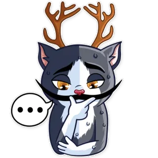 🦌 f417e8b7 mèo, động vật, tuần lộc, suy nghĩ, nhãn dán telegram sticker