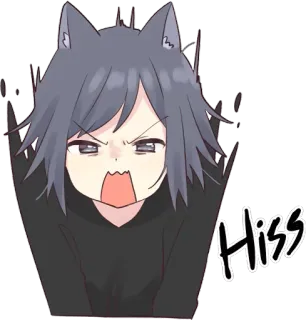 😤 033f7d32 Hiss Anime, Orelhas de gato, Chiado, Bravo, Desenho animado telegram sticker