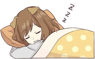 😴 fbb7e8b0 NNN dormindo, anime, cachorro, travesseiro, cobertor, fofo telegram sticker