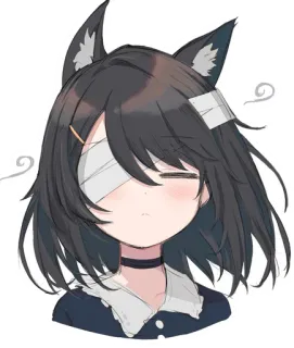 😌 797a8972 สาวอนิเมะ, ผ้าพันแผล, หูแมว, ผมสีเข้ม, โช้คเกอร์, น่ารัก, คาวาอิ, มังงะ telegram sticker