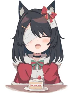 🍰 d0d7b0d5 สาวอนิเมะ, พันแผล, เค้ก, น่ารัก, มีความสุข, หูหมา telegram sticker