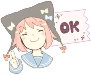 👌 03464216 OK carino, anime, ragazza, ok, accordo, approvazione whatsapp sticker
