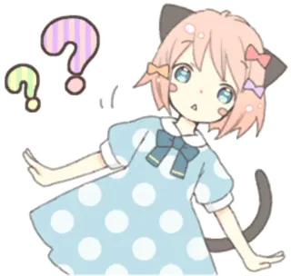 ❓ 360a23a9 Anime, Ragazza, Domanda, Kawaii, Gatto, Carino whatsapp sticker