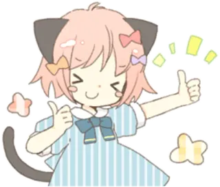 👍 37bbaef7 Anime, Gatto, Pollice su, Ragazza, Carino, Adesivo whatsapp sticker